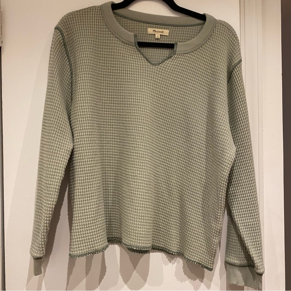 madewell waffle split neck crop tee